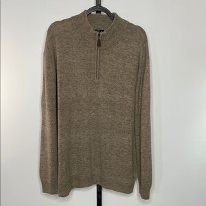 Josh A Banks Men’s Lambswool Grandpa Sweater 1/4 Zip Brown Preppy Sz 2XL